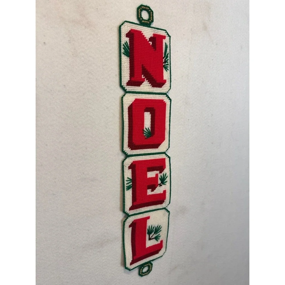 Vintage Christmas NOEL Hanger Needlepoint Plastic Canvas Handmade 27